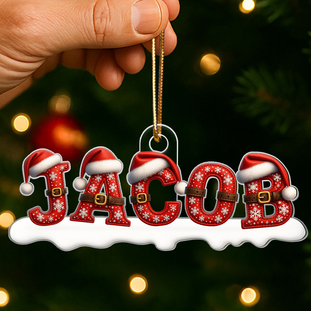 Santa Alphabet Custom Name - Personalized Acrylic Ornament - Christmas Tree Decor