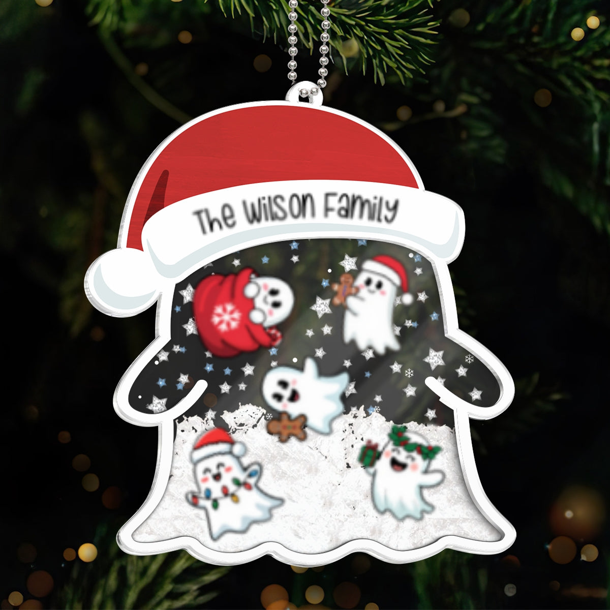 Christmas Ghost Family Personalized Shaker Ornament