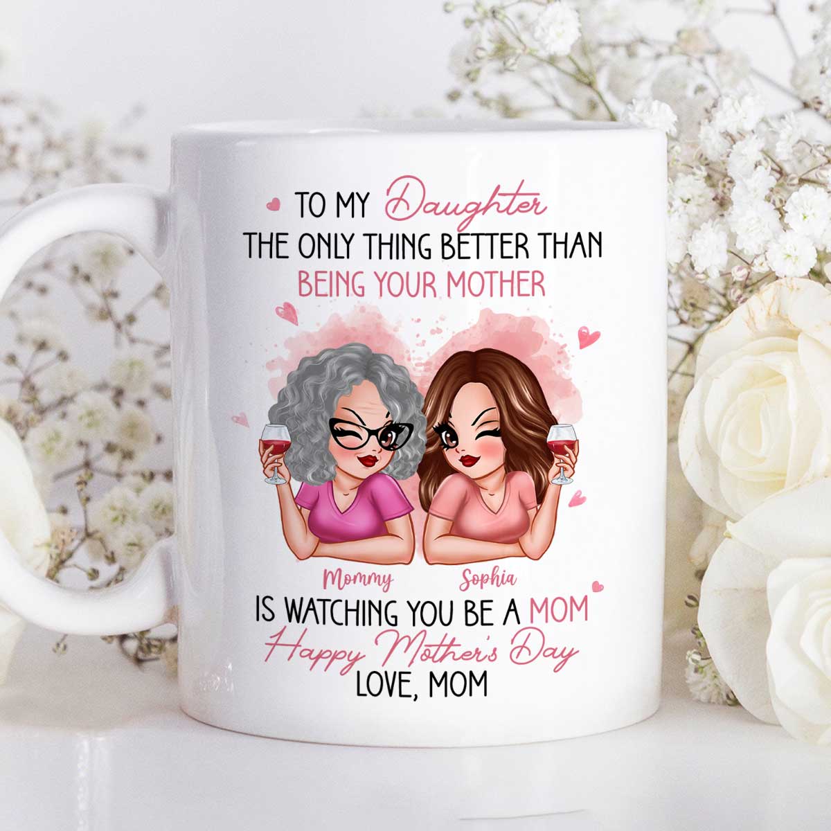 Pink Tone To My Daughter From Mom Happy Mother's Day Personalized Mug, Heartfelt 2025 Gift For Daughter