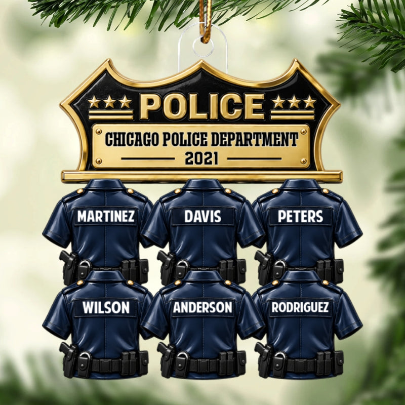 Police Officer Group Squad And Team - Personalized Acrylic Ornament - Christmas Gift For Police Officers Squad, Station, Captain