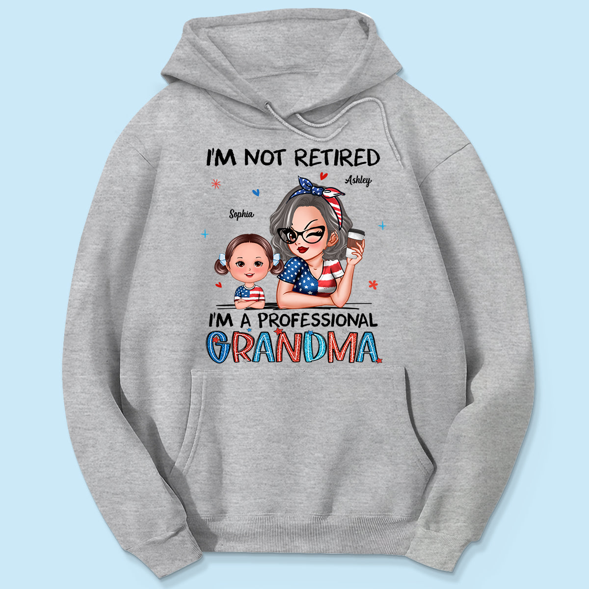 Retired Grandma Nation Flag Personalized Shirt, 4th Of July