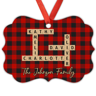 Family Crossword Art - Created In A Moment, Treasured Forever Personalized Aluminum Ornament