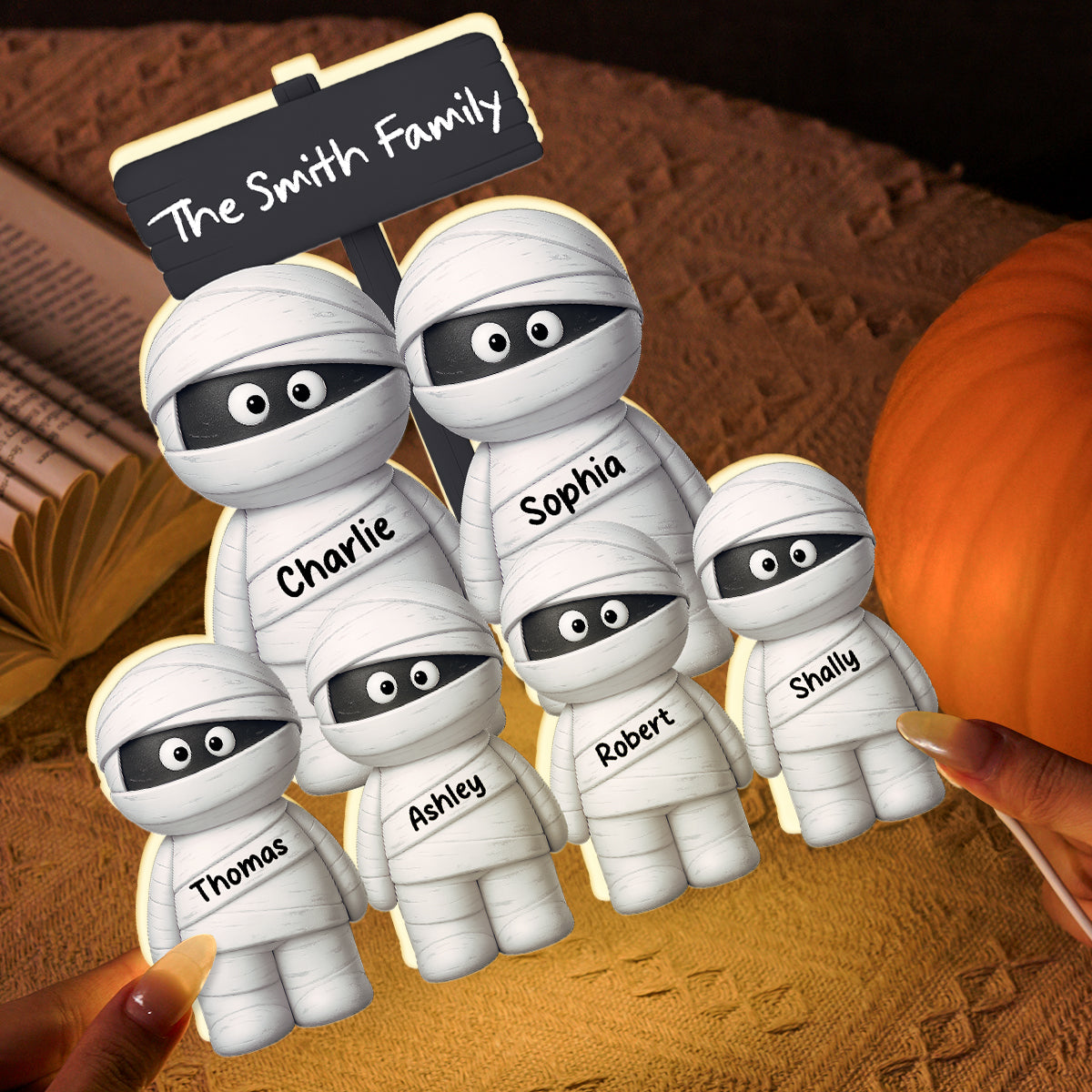 Halloween Cute Funny Mummy Family Personalized LED Light Box, Halloween Home Decoration