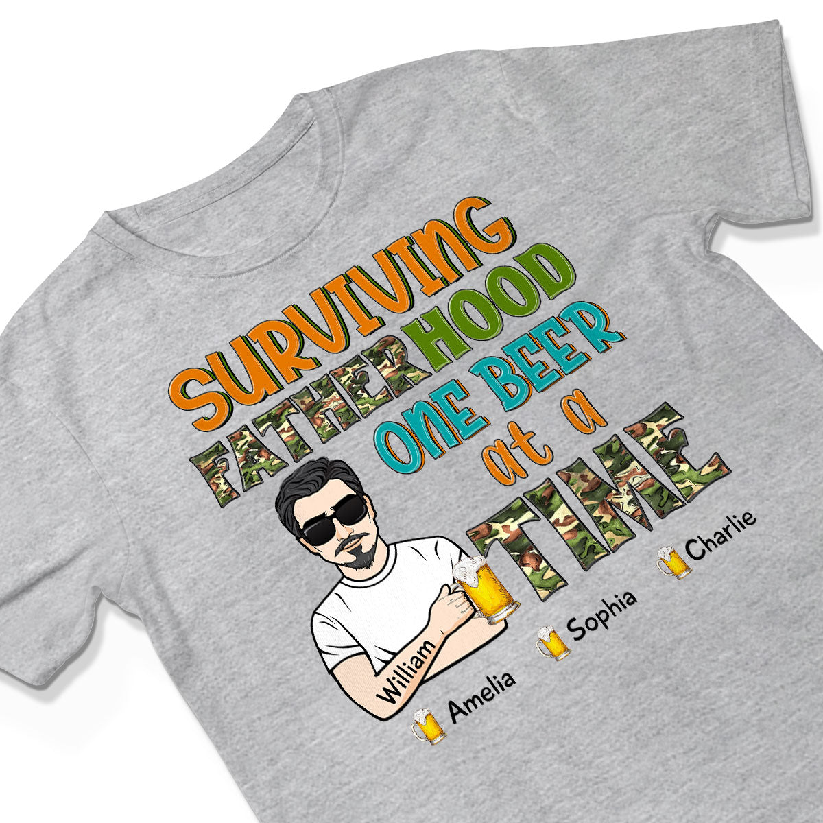 Surviving Fatherhood One Beer At A Time Gift for Dad Personalized Shirt