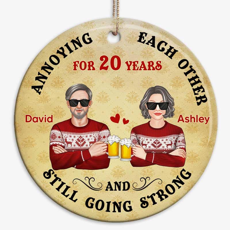 Couple Annoying Each Other Man Woman Christmas Personalized Circle Ornament