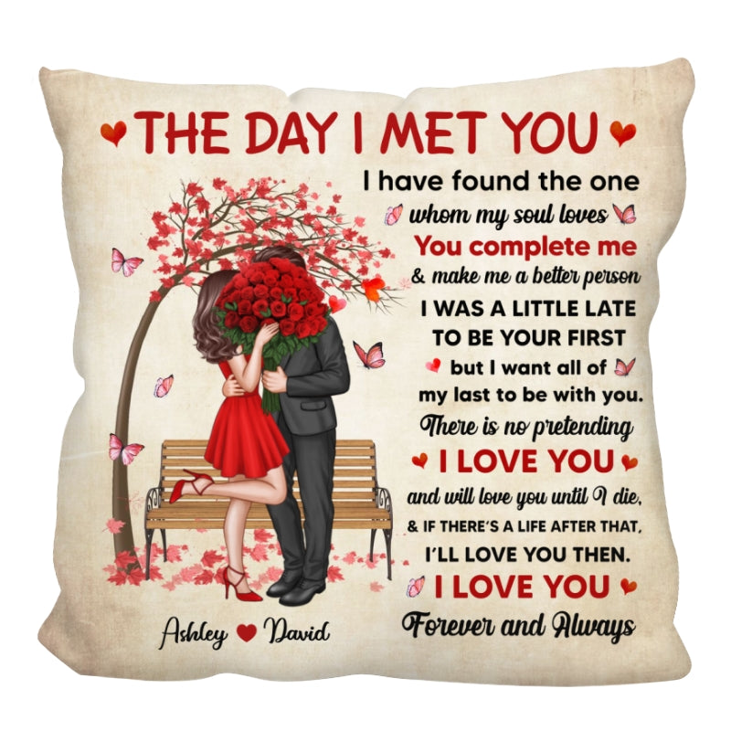 Elegant Couple The Day I Met You Personalized Pillow