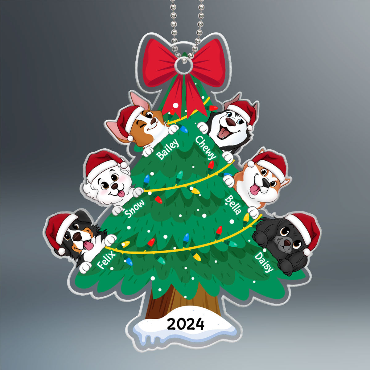 Happy Christmas Dogs Personalized Acrylic Ornament, Gift For Dog Lovers