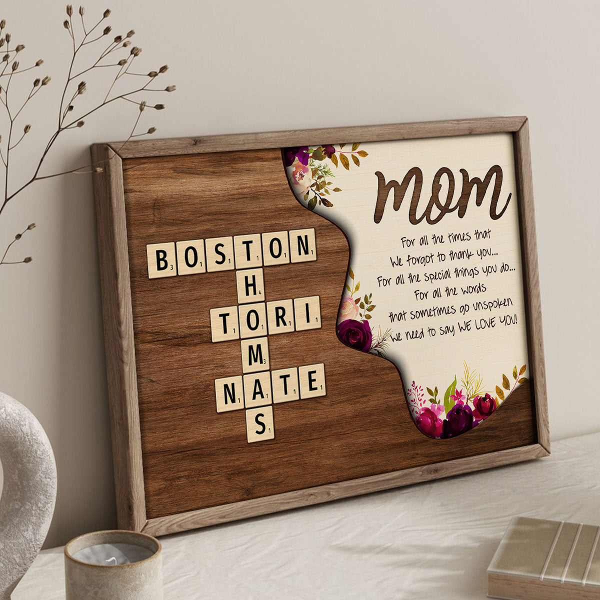 Mom For All The Time Not Thank You Crossword Puzzle Personalized Poster, Christmas Gift for Mom