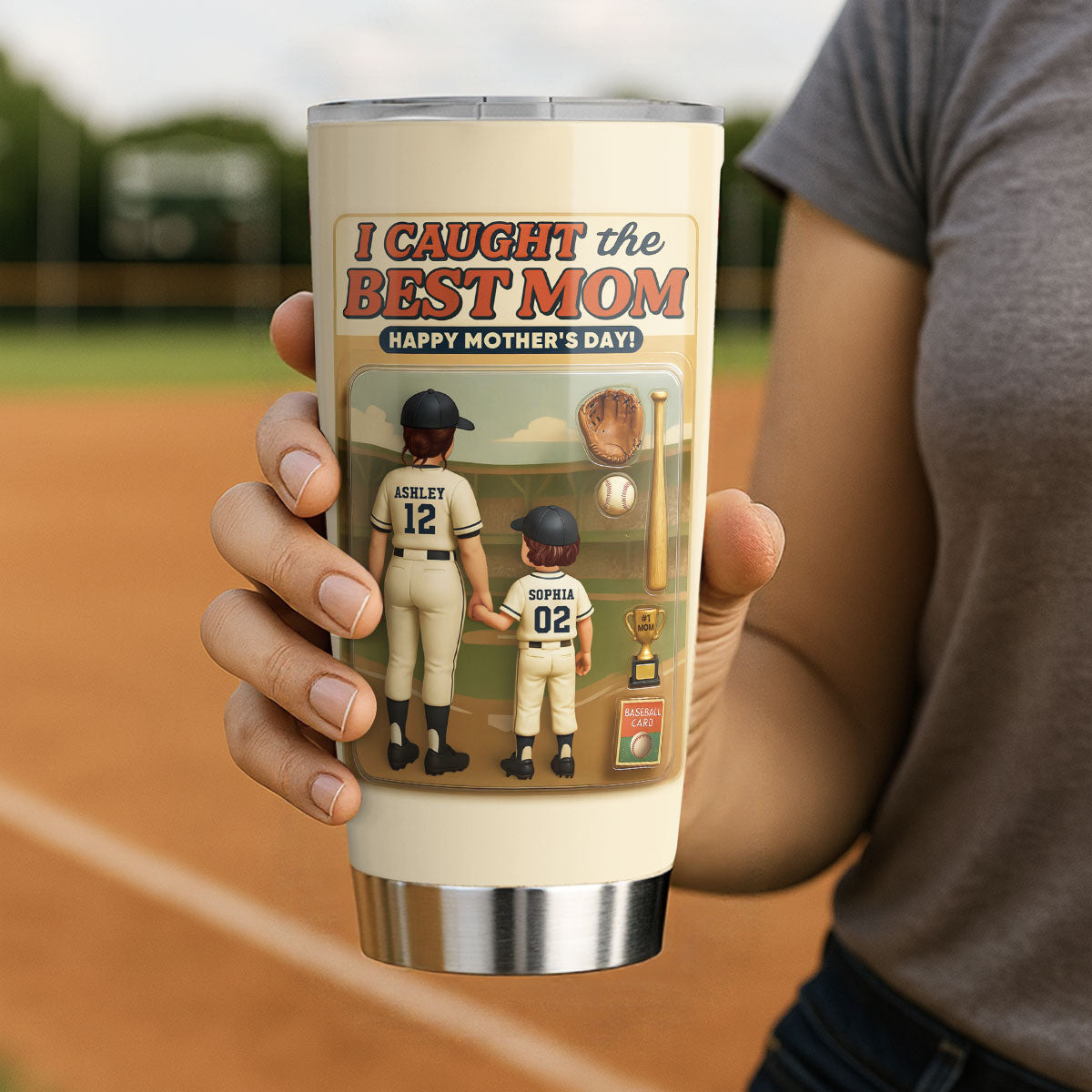 We Caught the Best Mom Baseball Custom Figure Personalized Tumbler, Gift for Mom, Gift for Wife