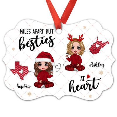 Polka Dot Pattern Long Distance Doll Besties Personalized Christmas Ornament