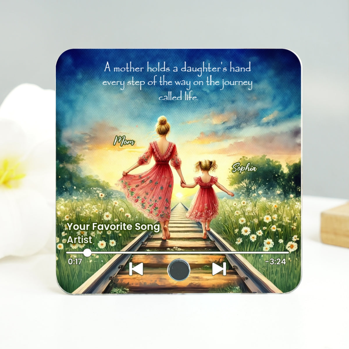 A Mother Holds Her Daughter's Hand Personalized Music Fridge Magnet, Heartfelt Mother Daughter Gift, Birthday Gift for Mom