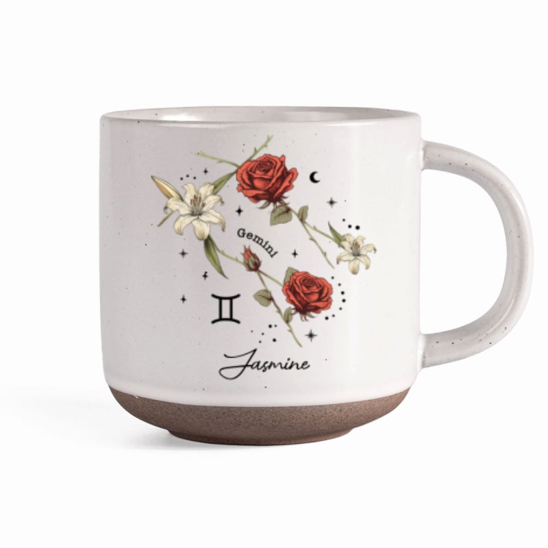 Zodiac Floral Star Constellation Birth Month Flower Personalized Pottery Mug, Best Friend Mug, Birthday Mug, Birth Signs, Star Signs