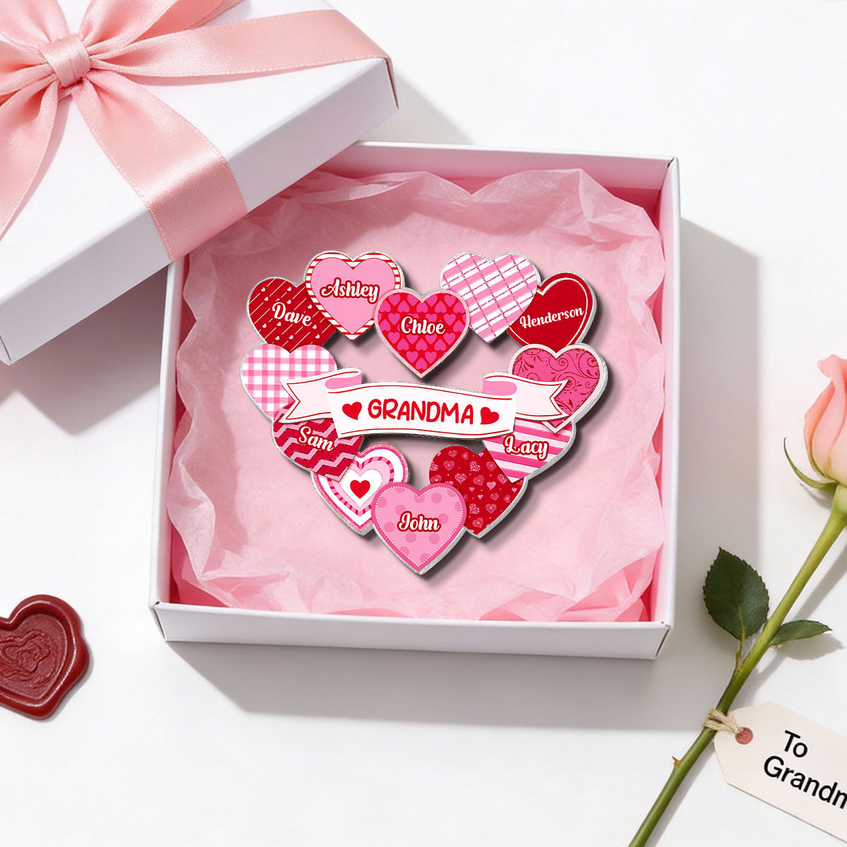 Grandma's Sweethearts Coquette Valentine's Day - Personalized Acrylic Fridge Magnet