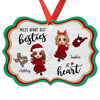 Long Distance Doll Besties Miles Apart Christmas Personalized Christmas Ornament