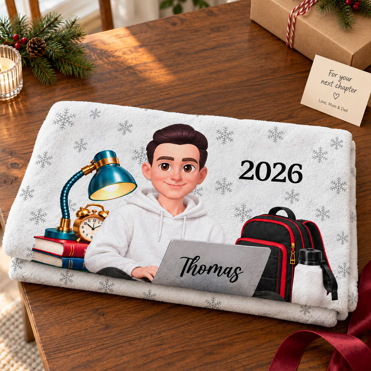 Freshman Year Christmas Boy Girl - Personalized Fleece Blanket - College Student Christmas Gift