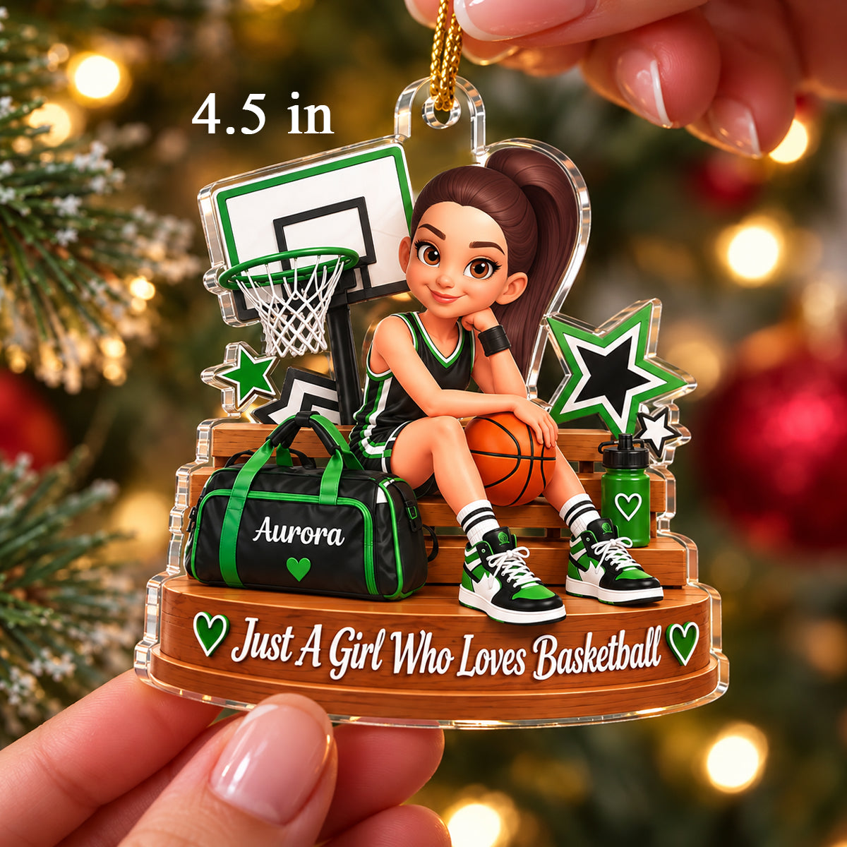 Just a Girl Who Loves Basketball - Personalized Acrylic Ornament - Christmas Gift for Daughter, Granddaughter