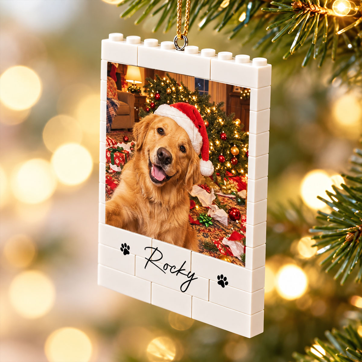 Dog Cat Ruin Christmas Things Upload Pet Photo - Personalized Building Blocks Ornament - Funny Gift For Dog Lovers, Cat Lovers