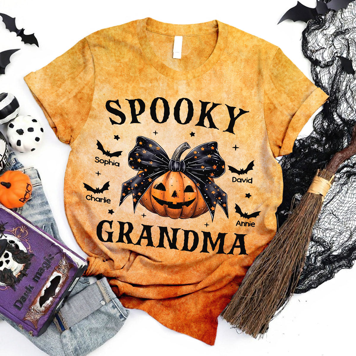 Fall Season Halloween Spooky Grandma Pumpkins Personalized 3D Shirt