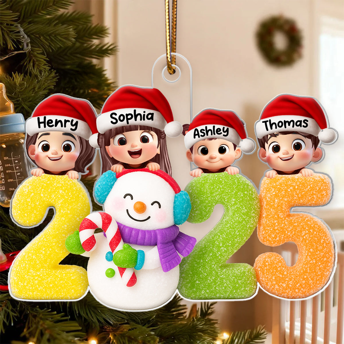 Grandkids Sweat Candy 2025 - Personalized Acrylic Ornament