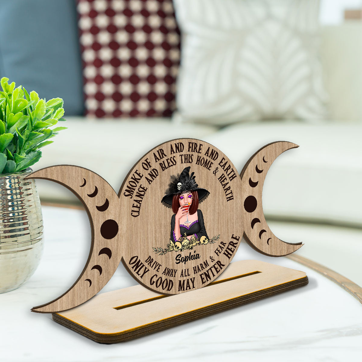 Only Good May Enter Here Wicca Home Decor Personalized Standing Wooden Plaque