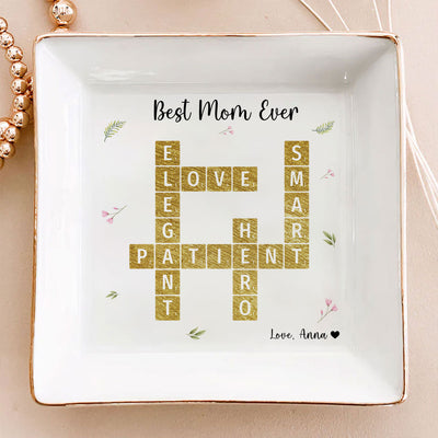 Best Mom Grandma Ever Appreciation Crossword Art - Created In A Moment Personalized Jewelry Dish