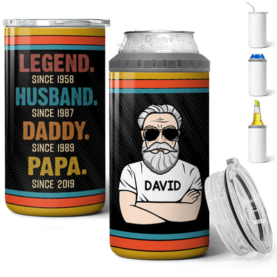 The Legend Grandpa Retro Multiple Use Personalized 4 In 1 Can Cooler