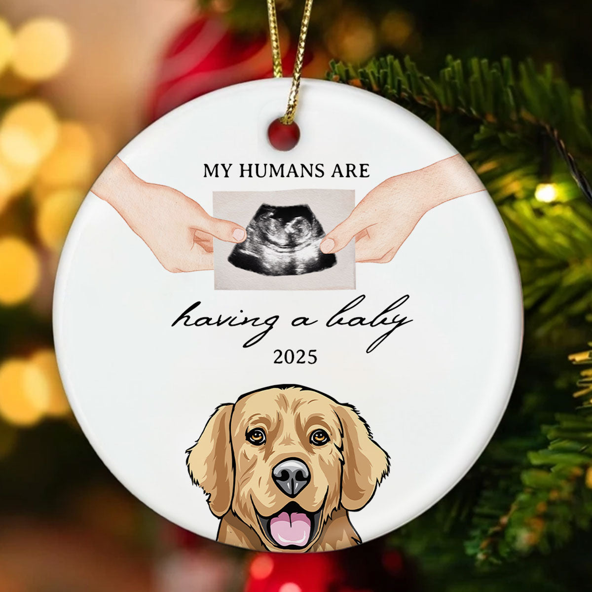 My Human Having A Baby, Personalized Pregnancy Announcement Ornament with Dogs Cats, Expecting Family Christmas Keepsake, Custom Gift
