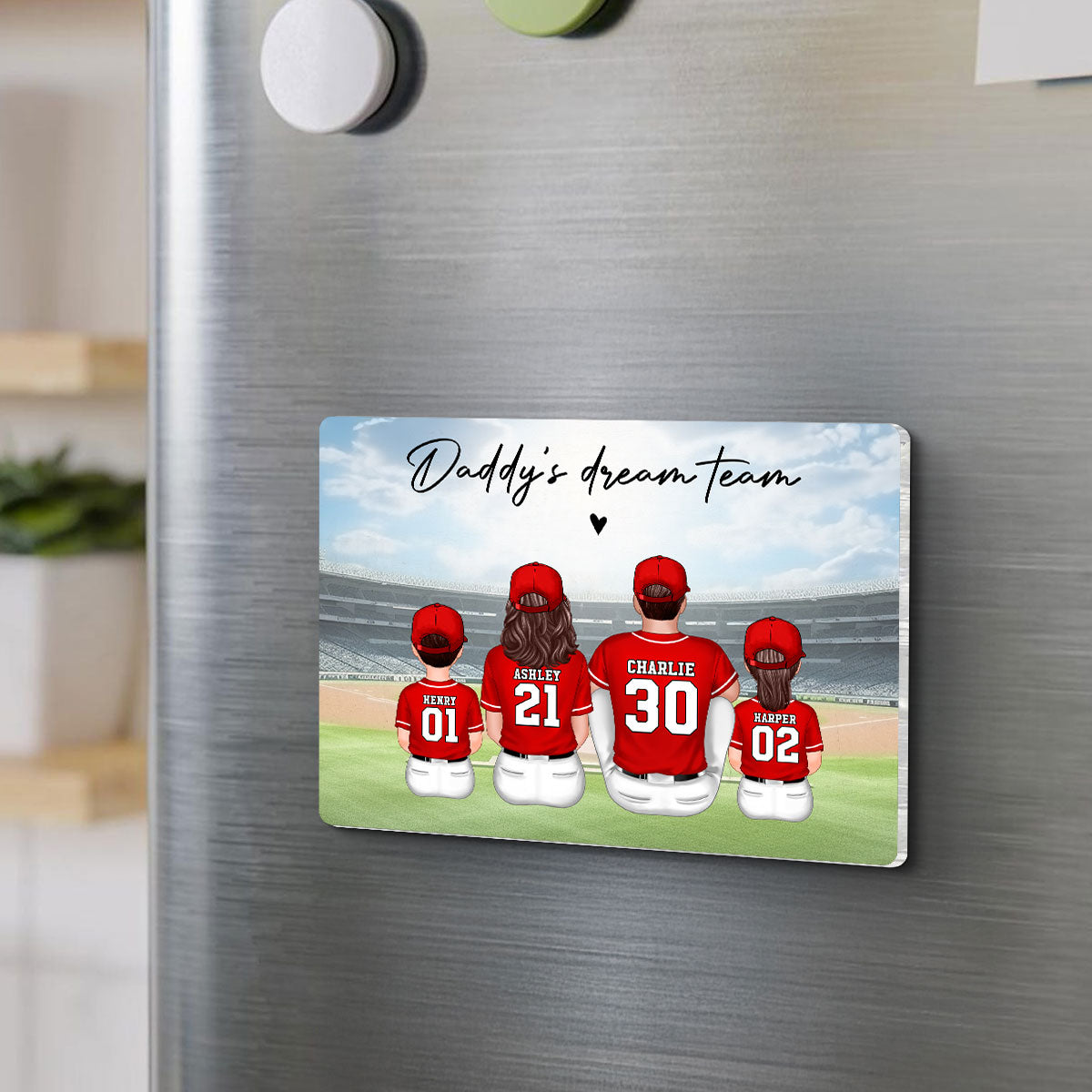We Caught The Best Dad Man & Kids Sitting Personalized Acrylic Fridge Magnet