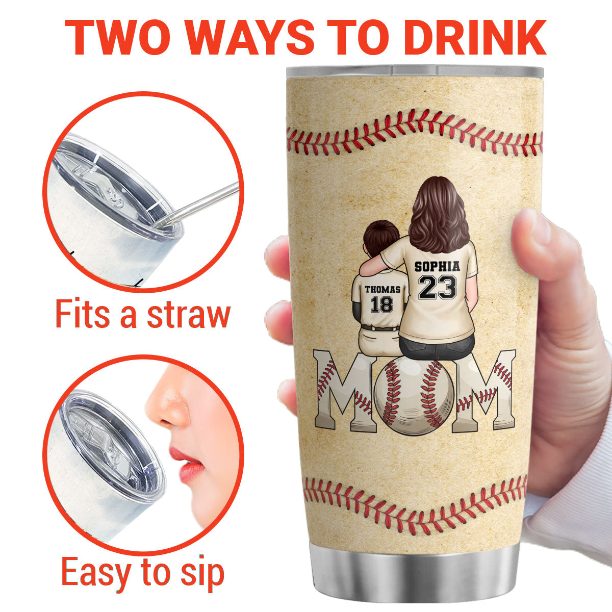 Baseball, Softball Mom And Kids Personalized Tumbler, Gift for Mom, Gift for Wife