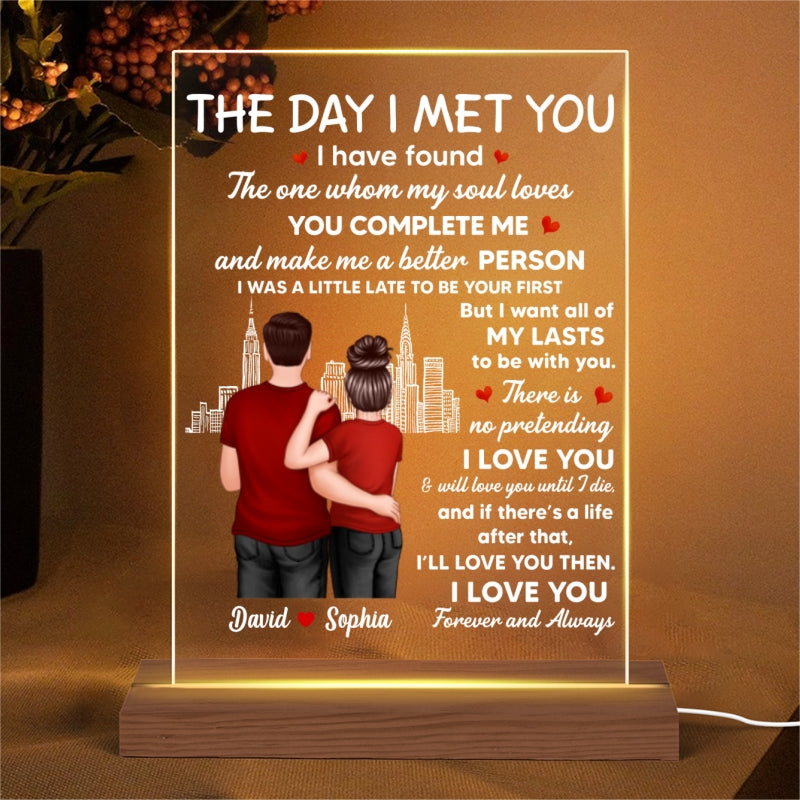 Couple I Met You Personalized LED Night Light, Acrylic LED Lamp