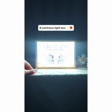 [EXCLUSIVE LIMITED EDITION] Couple Sitting At Beach Retro Personalized Luminous Frame Light Box, Anniversary Gift For Couple