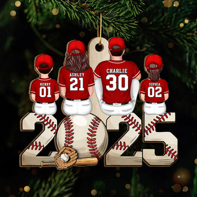 Christmas Baseball Family Personalized Wooden Ornament