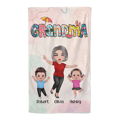 Grandma Summer Pattern Personalized Beach Towel