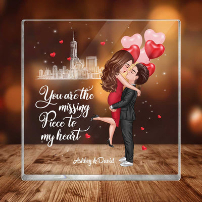 The Missing Piece To My Heart Personalized Acrylic Block Plaque - Valentine‘s Day Gift For Him, Gift For Her