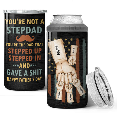 The Dad That Stepped Up, Personalized Can Cooler For Stepdad, Gift For Stepdad