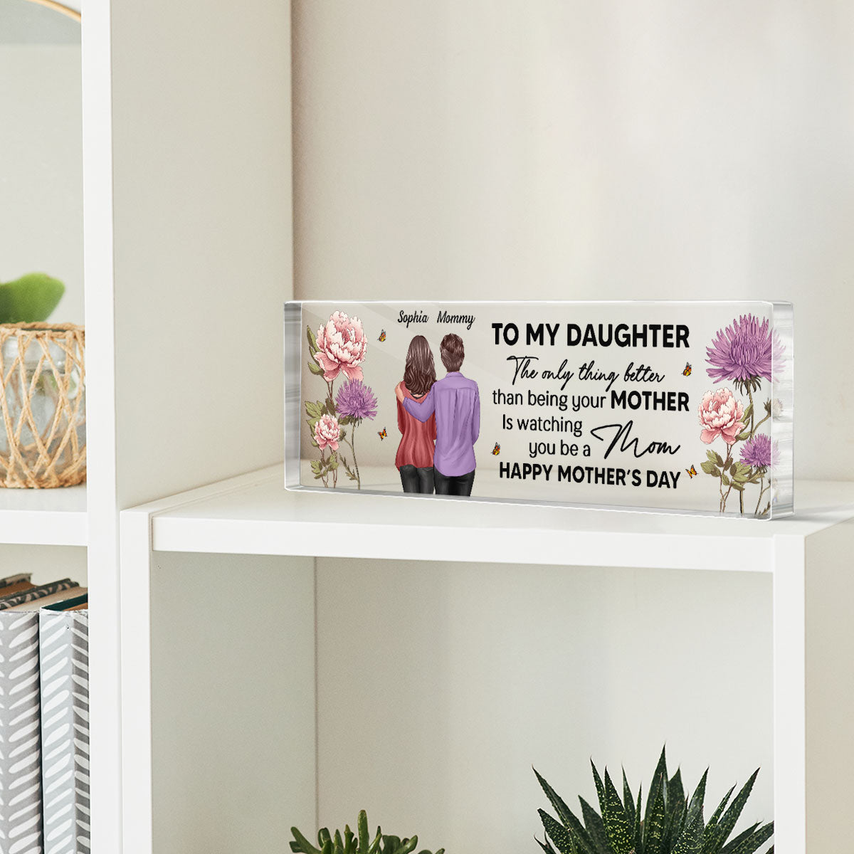 Birth Month Flowers To My Daughter From Mom Personalized Acrylic Desk Name Plate