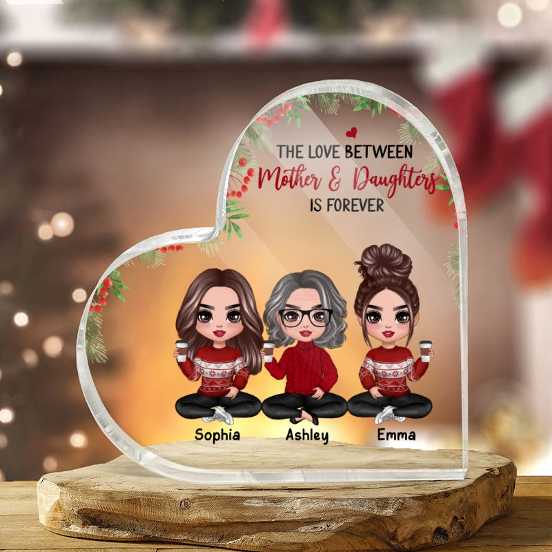 The Love Between Mother & Daughters Doll Personalized Acrylic Heart Plaque