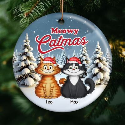 Meowy Catmas Quirky Cats Christmas Decor For Cat Lover Personalized Ceramic Ornament