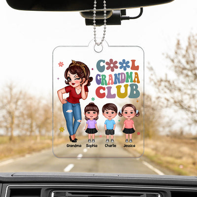 Cool Grandma Club Personalized Acrylic Car Hanger, Gift For Grandma