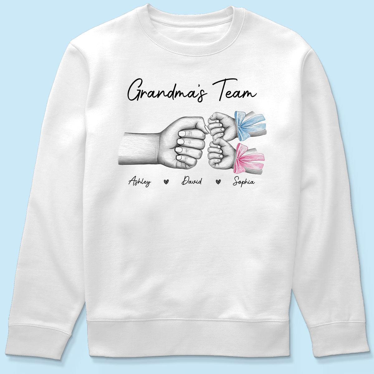 Grandma Mom‘s Team Fist Bump With Bows Personalized Shirt