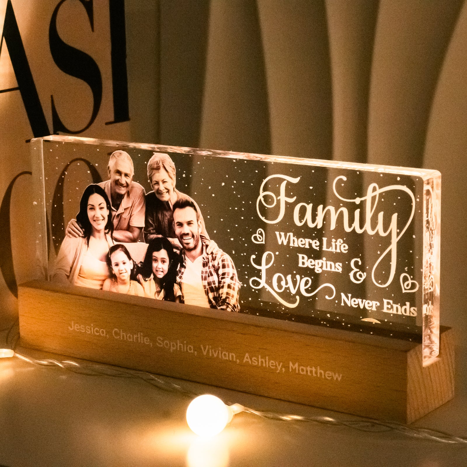 Father's Day Delight -  Monochrome Memories in Full Flight - Custom LED Night Light