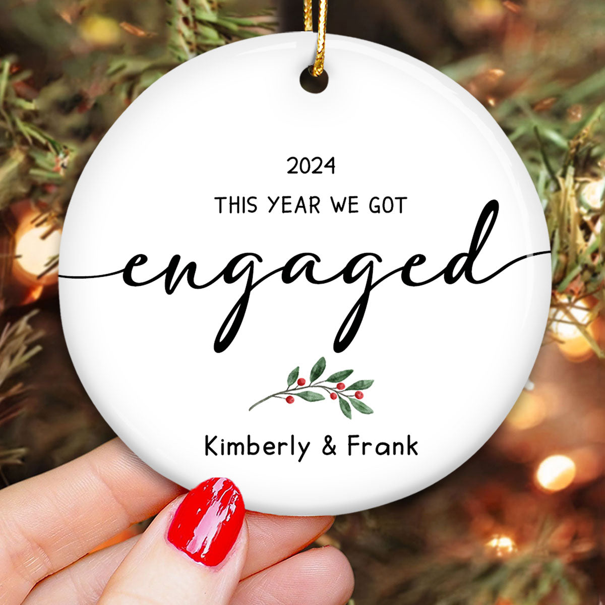 First Christmas Engaged Personalized Photo Ornament, Keepsake Engagement Gift Personalized Picture