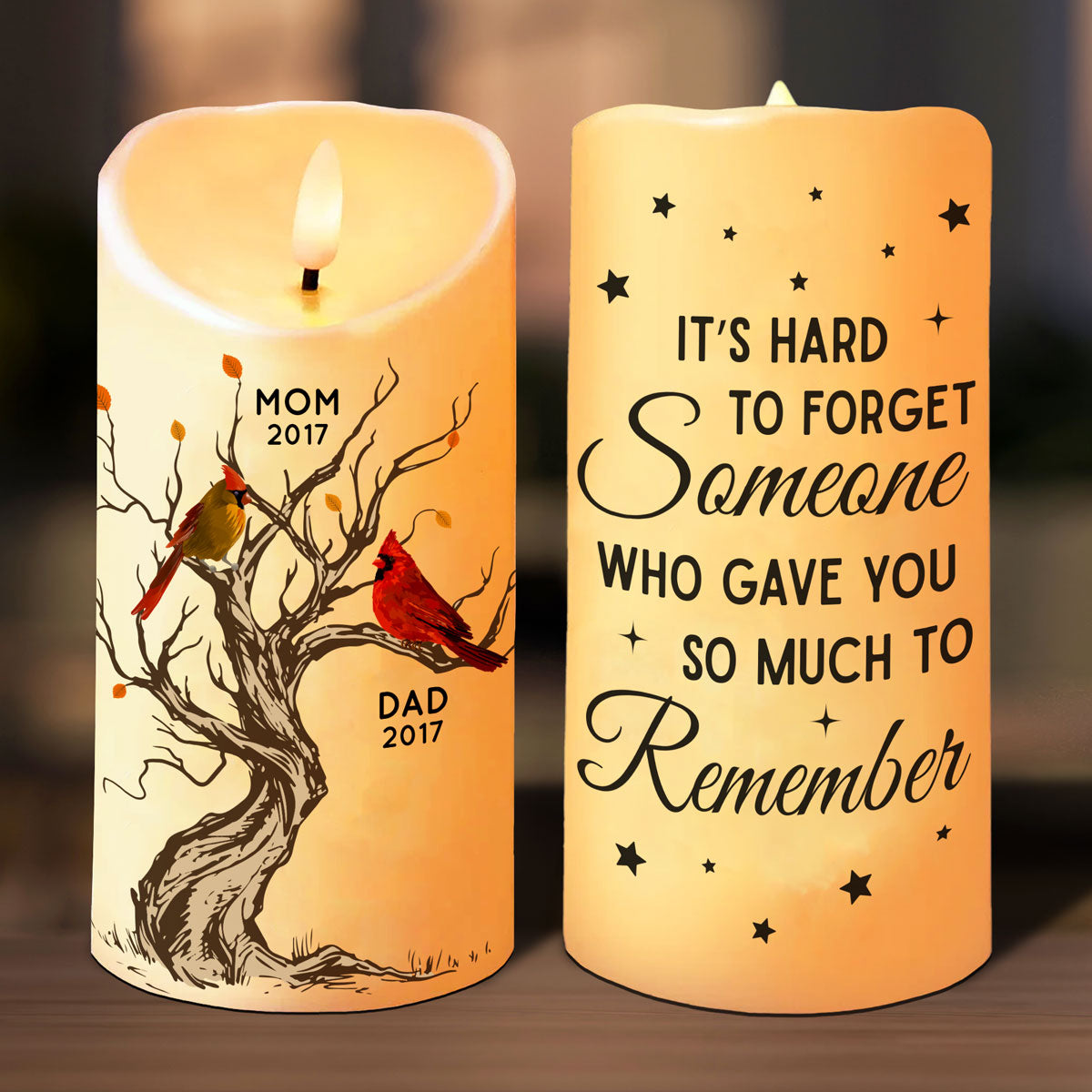 Cardinals Memorial Hard To Forget Personalized LED Candle, Remembrance Gift, Sympathy Gift