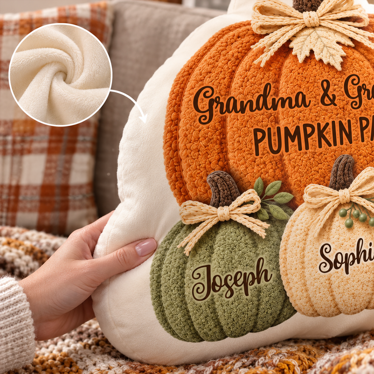 Grandma & Grandpa's Pumpkin Patch 2D Printed - Personalized Pillow - Fall Season Decor For Grandparents