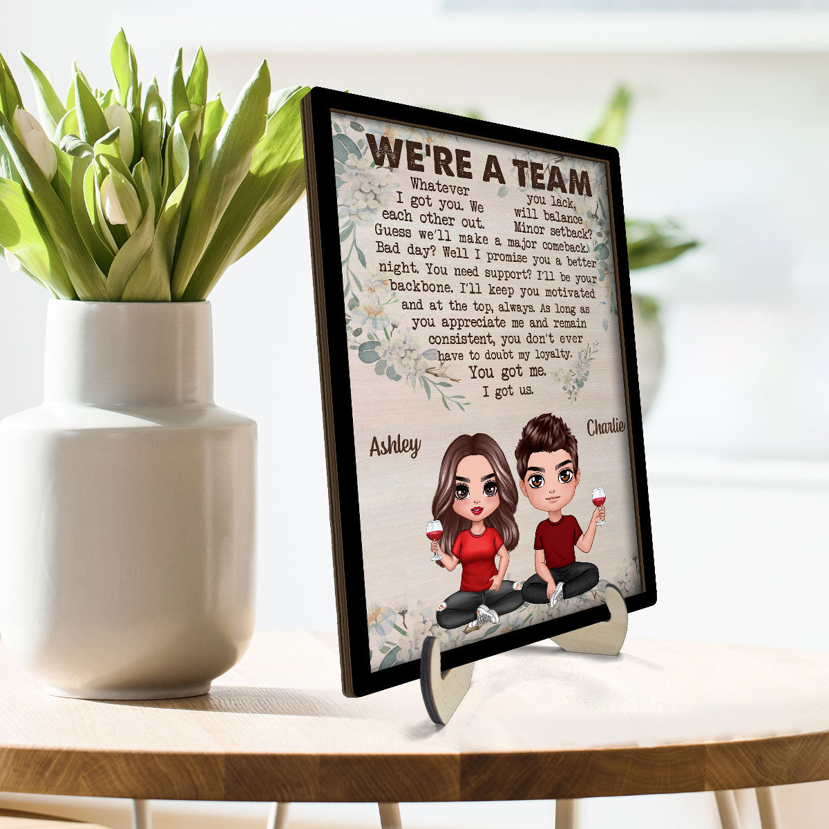 We‘re A Team Valentine’s Day Gift For Him Gift For Her Personalized 2-layer Wooden Plaque