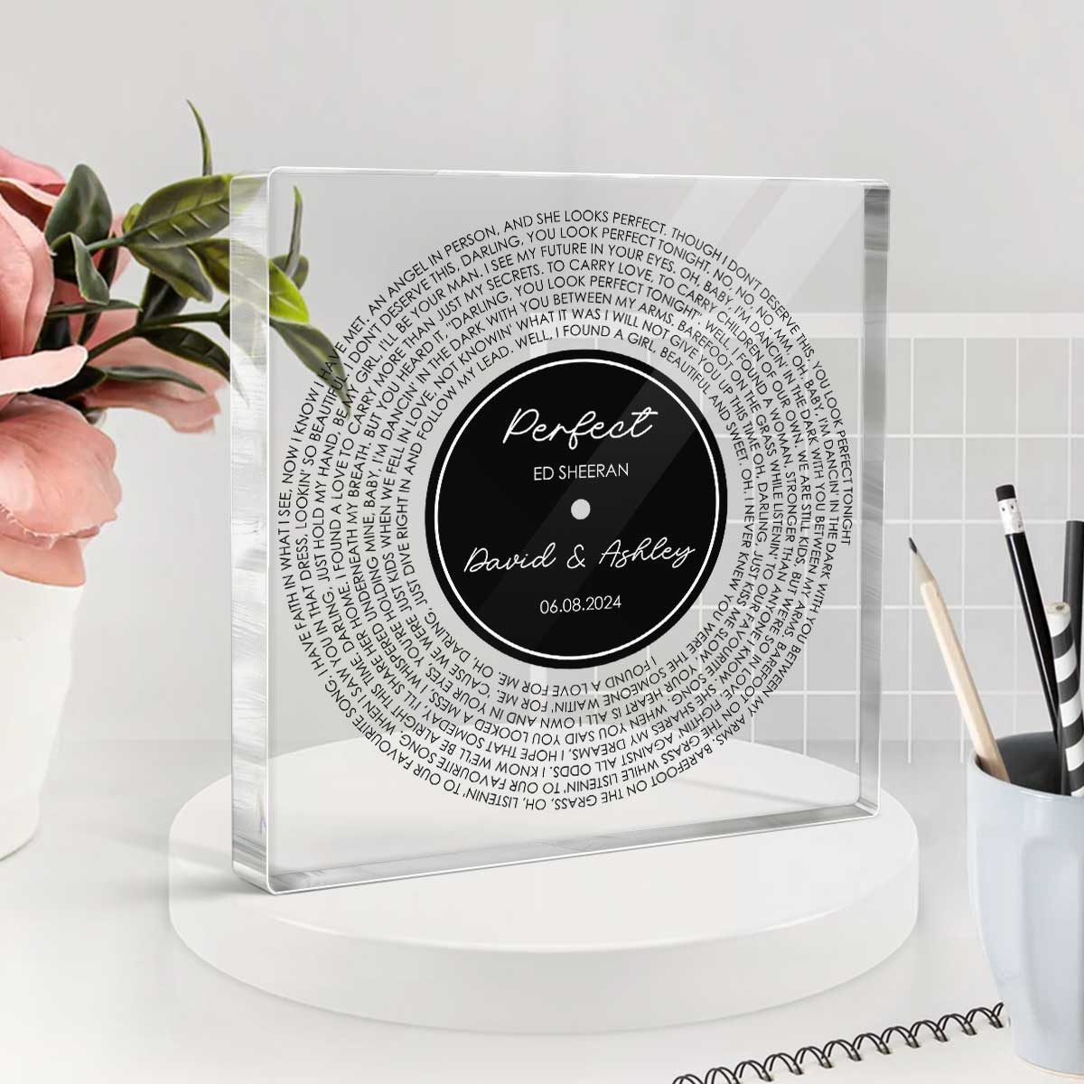 Custom Couple Favorite Song Vinyl Record Personalized Square Acrylic Block Plaque, Heartfelt 2025  Gift For Couple, For Him, For Her