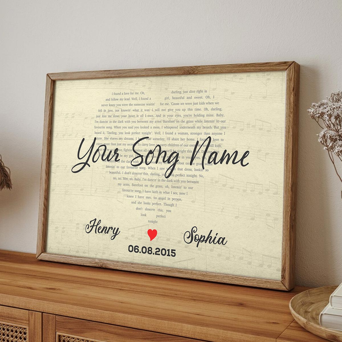Custom Heart-Shaped Song Lyrics Art Personalized Poster, Anniversary  Gift For Her, For Him