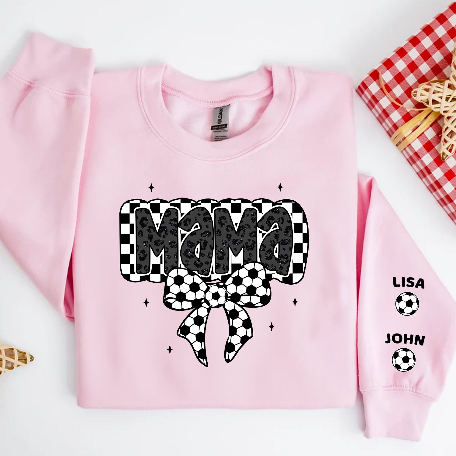 Retro Soccer Coquette Mama Personalized Sweatshirt, Perfect 2025 Gift For Soccer Lover, For Soccer Mom, For Soccer Wife