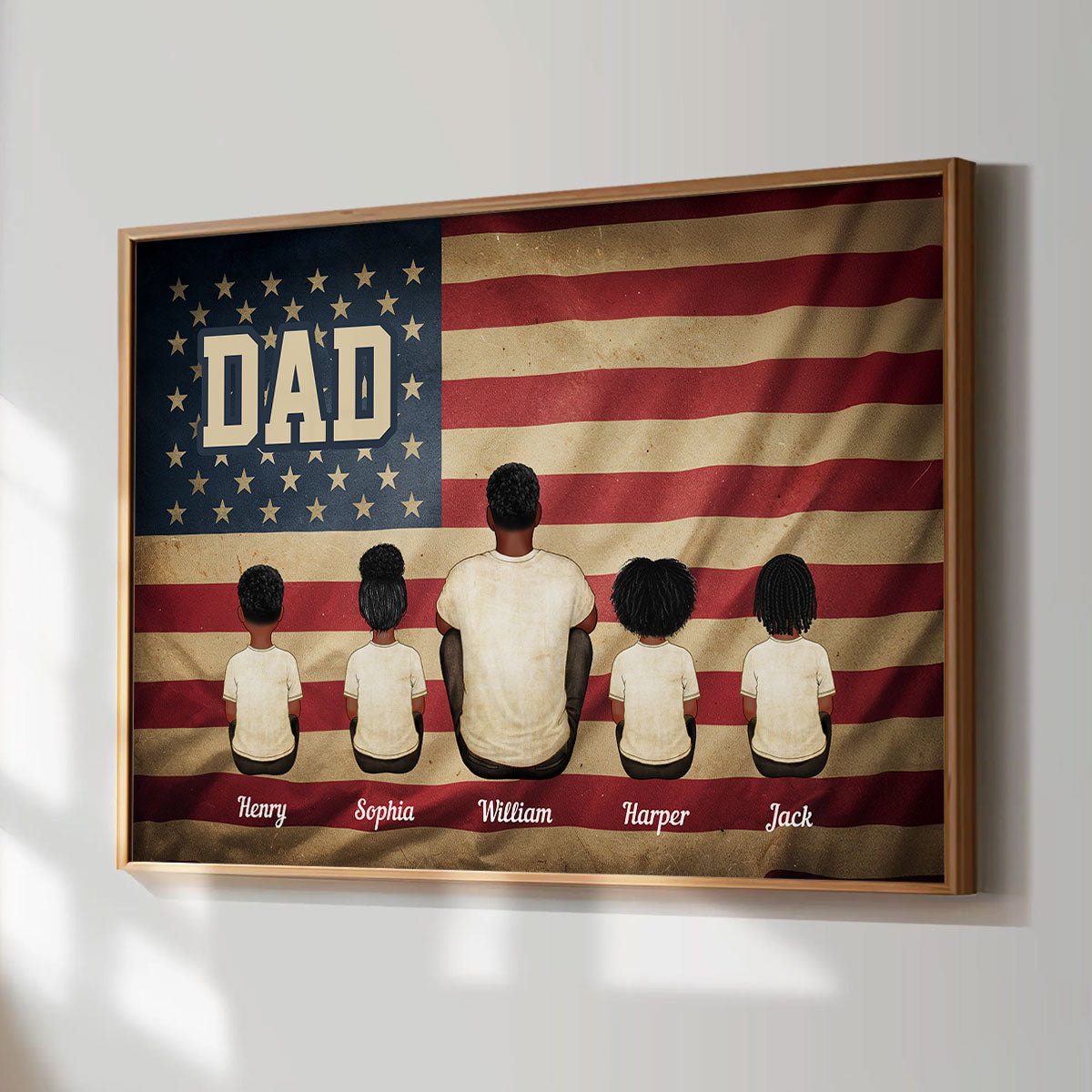 Vintage Retro Nation Flag Family Personalized Poster, Gift For Dad, Mom