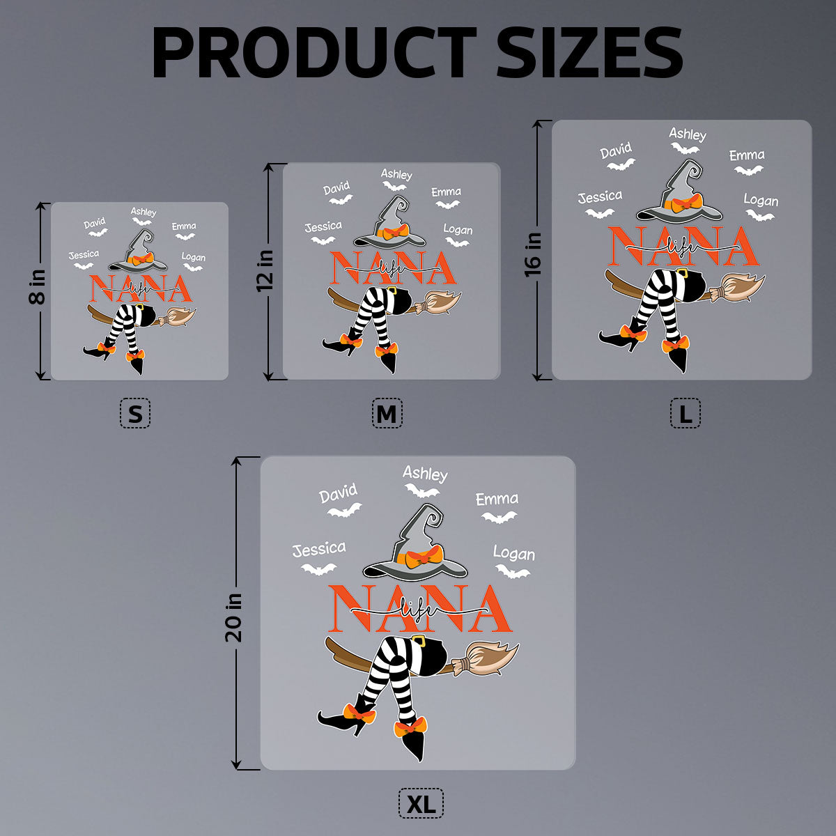 Grandma Life Witch On Broom Personalized Decal, Halloween Decor